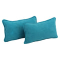 Blazing Needles Corded Solid Microsuede Rectangular Throw Pillows with Inserts (Set of 2), 20" by 12", Aqua Blue