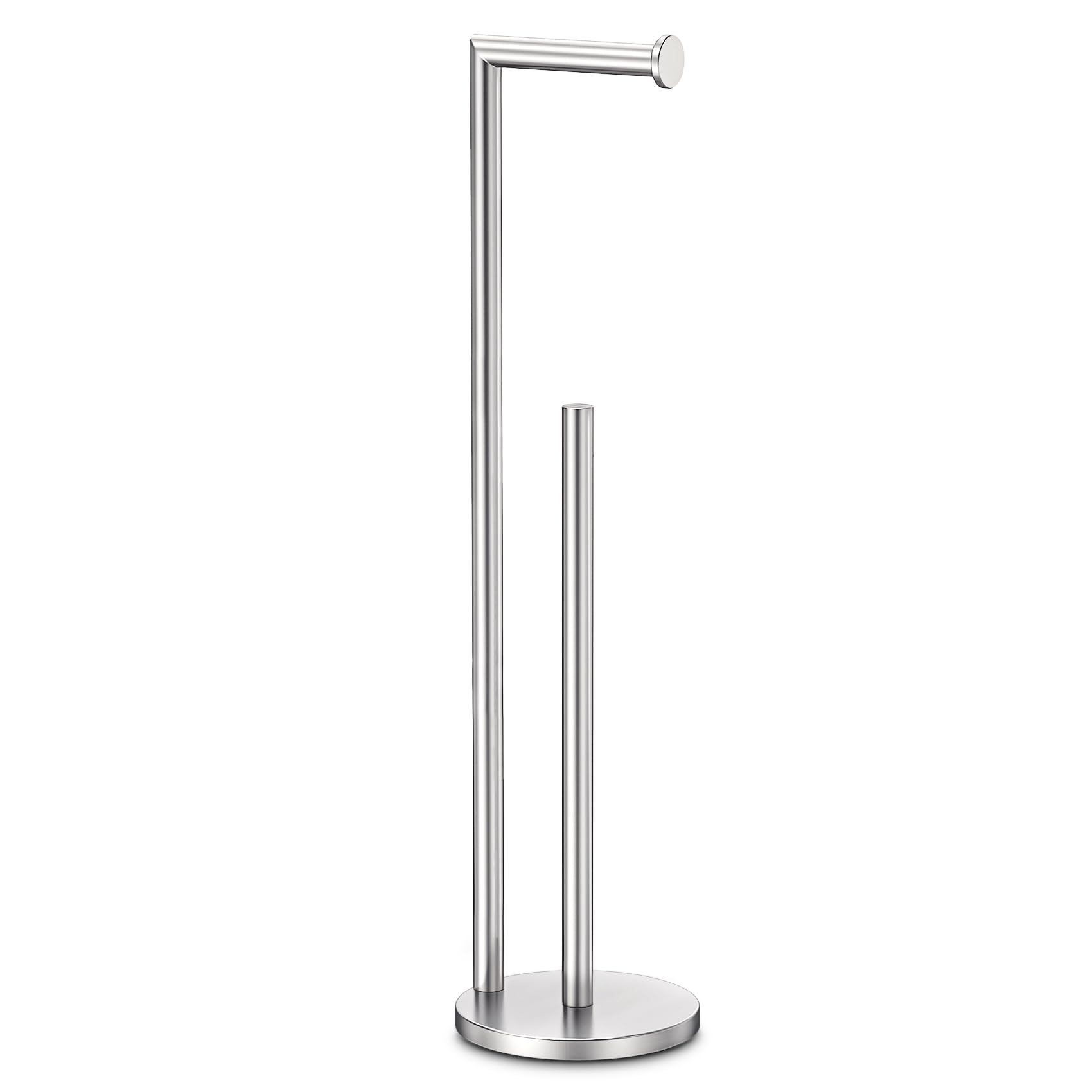 Toilet Paper Holder Stand, Toilet Paper Holder Free Standing, Toilet Paper Stand, Brushed Nickel Toilet Paper Holder with Storag