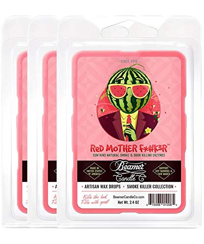 Red Mother Wax Melt - Sweet Watermelon & Juicy Fruit Scent - 3 Pack of 6 Cubes by Beamer Candle Co.