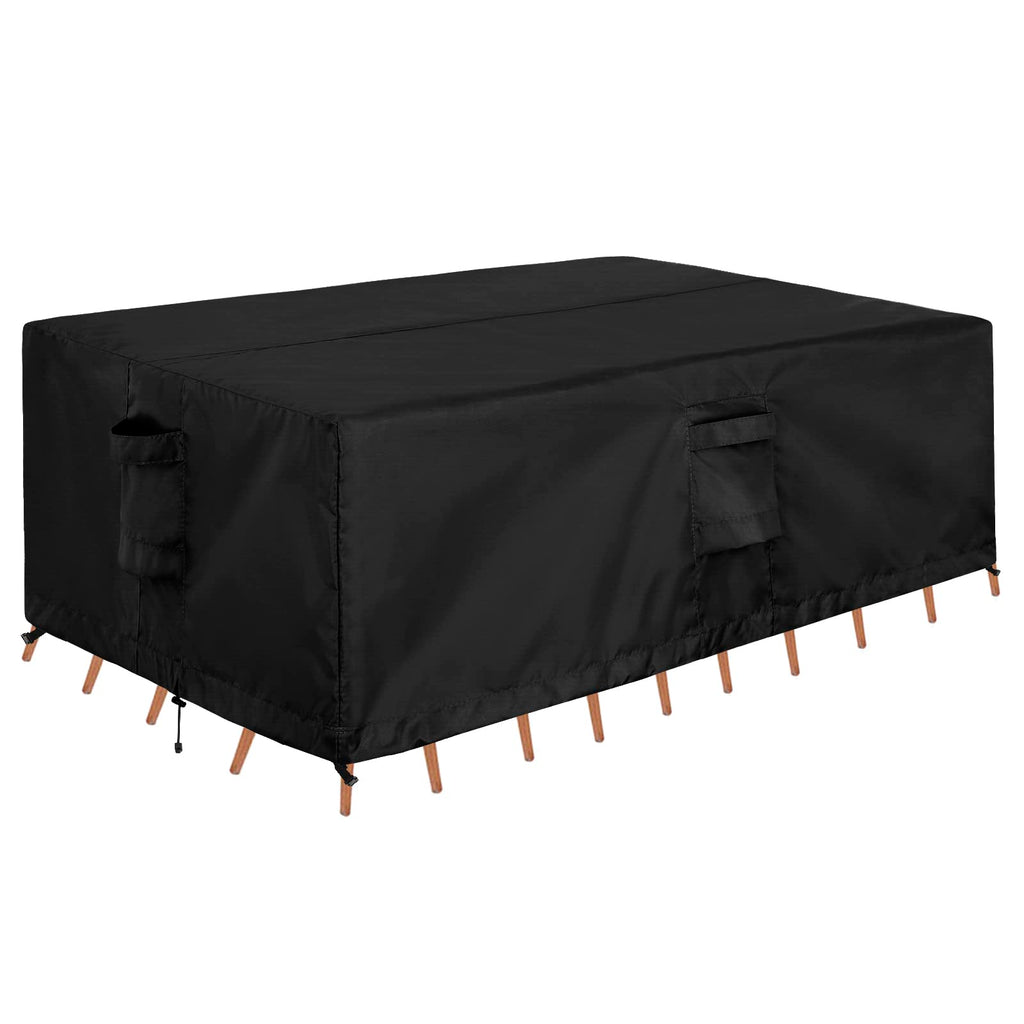 Outdoorlines Outdoor Waterproof Patio Table Furniture Set Covers - Rectangle Couch Sectional Cover Outside Weatherproof Patio Furniture Covering For Deck, Lawn And Backyard 110'L X 84'W X 28'H, Black