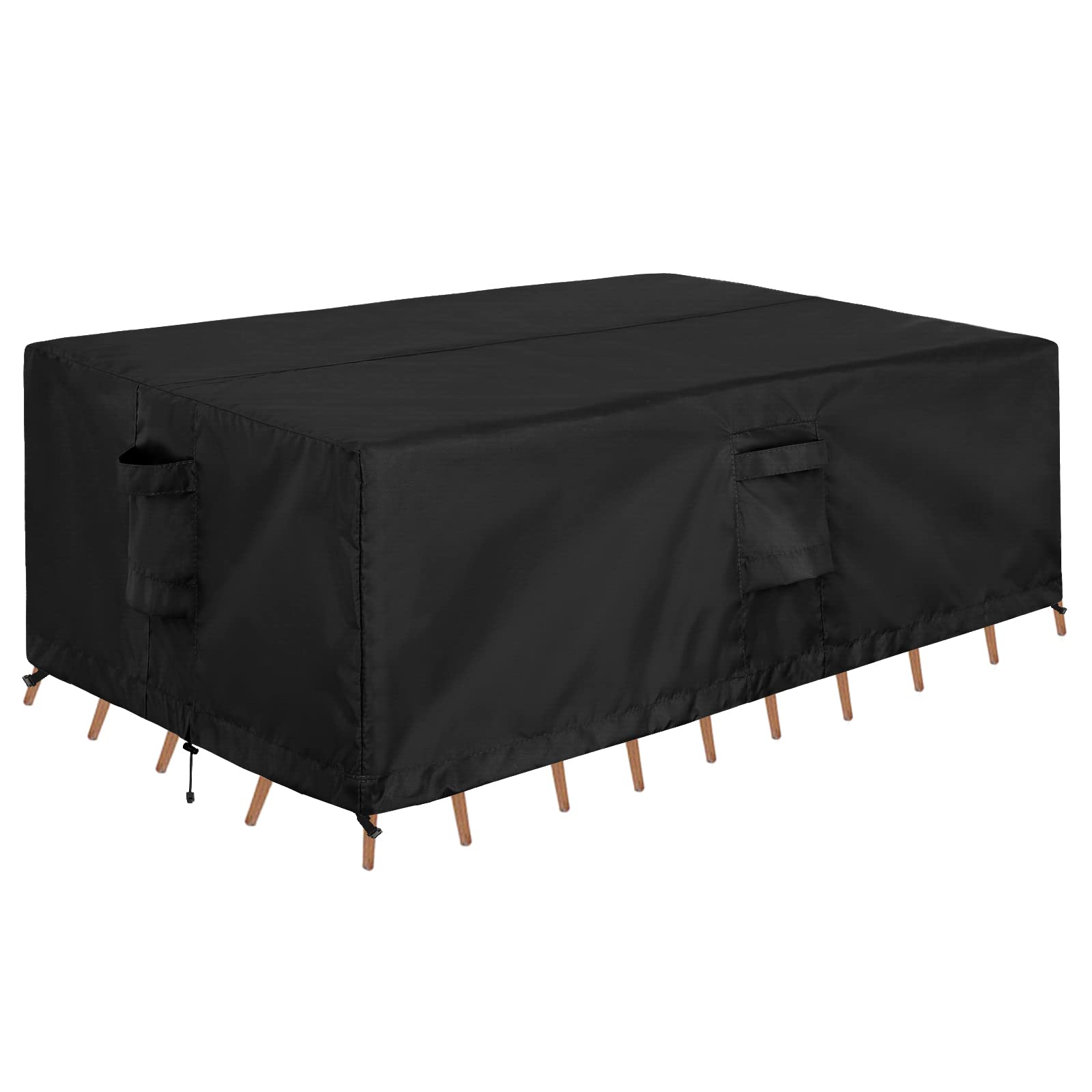 Outdoorlines Outdoor Waterproof Patio Table Furniture Set Covers - Rectangle Couch Sectional Cover Outside Weatherproof Patio Furniture Covering For Deck, Lawn And Backyard 110'L X 84'W X 28'H, Black