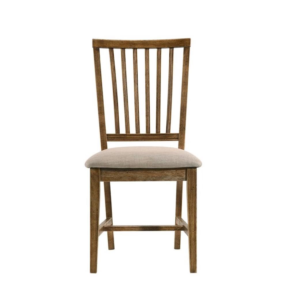 Acme Wallace Ii Dining Side Chair In Tan & Weathered Oak (Set Of 2)