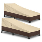 Arcedo Outdoor Chaise Lounge Cover, Waterproof Patio Chaise Lounge Chair Cover With Air Vents, All Weather Resistant Patio Furniture Covers, 80' L X 32' W X 25' H, Beige And Brown, 2 Pack