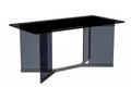 Dining Table Black Glass and Steel Base, With 55 Black Glass Top