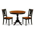 East West Furniture Ampv3-Bch-W 3 Piece Dinette Set For Small Spaces Contains A Round Kitchen Table With Pedestal And 2 Dining Chairs, 36X36 Inch, Black & Cherry