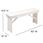 Flash Furniture Hercules Series 7' X 40" Antique Rustic White Folding Farm Table And Four Bench Set