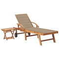 vidaXL Solid Teak Wood Sun Lounger - Weather-Resistant Garden Furniture with Adjustable Backrest and Footrest, Includes Table an