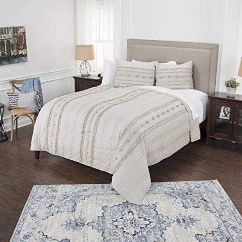 Rizzy Home | BQ4581 | Polyester King Sham | 20"x36" Brown/Neutral/Gray Stripe