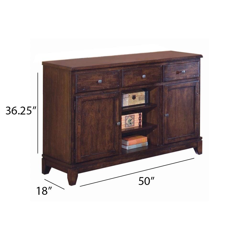Imagio Home by Intercon Kona 50" Server with 2 Cabinets, 3 Shelves, and 3 Drawers, Raisin Sideboard
