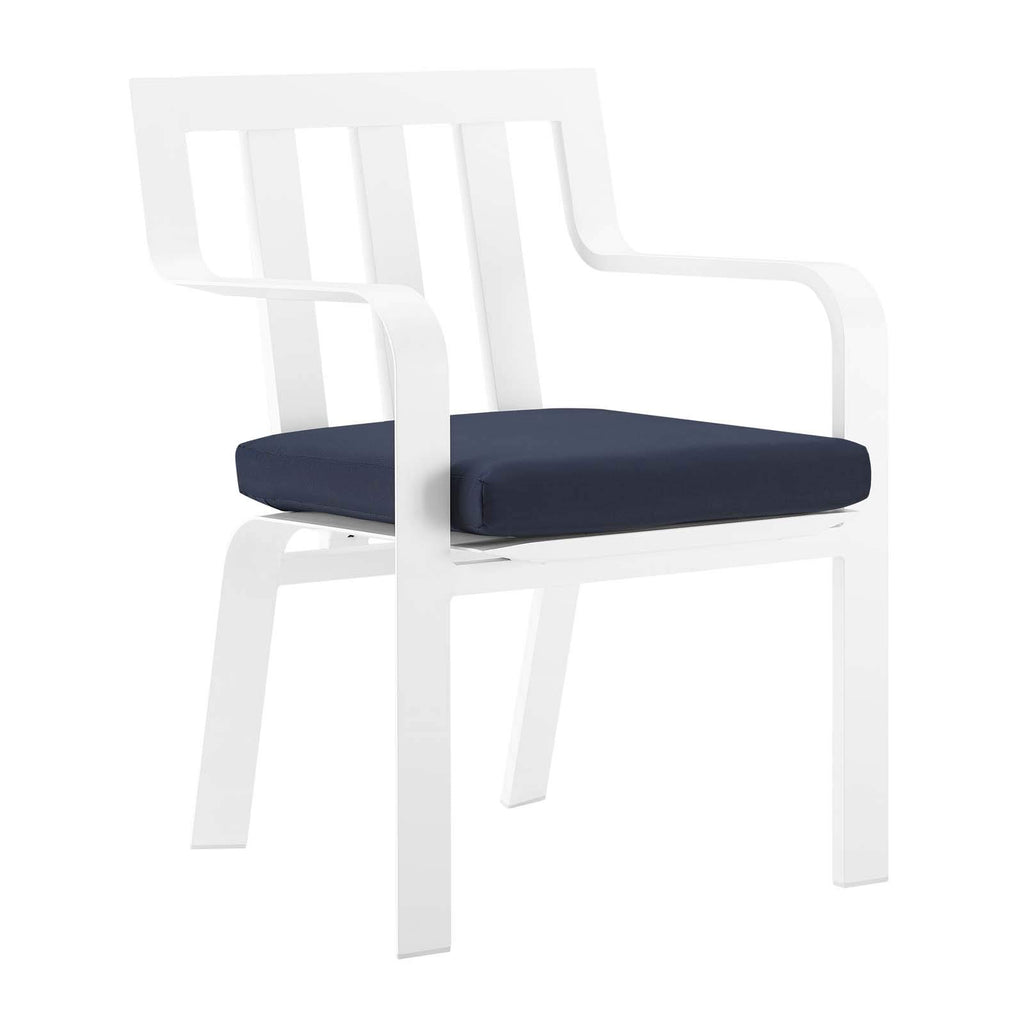 Modway Baxley Outdoor Patio Stackable Aluminum Dining Chair In White Navy