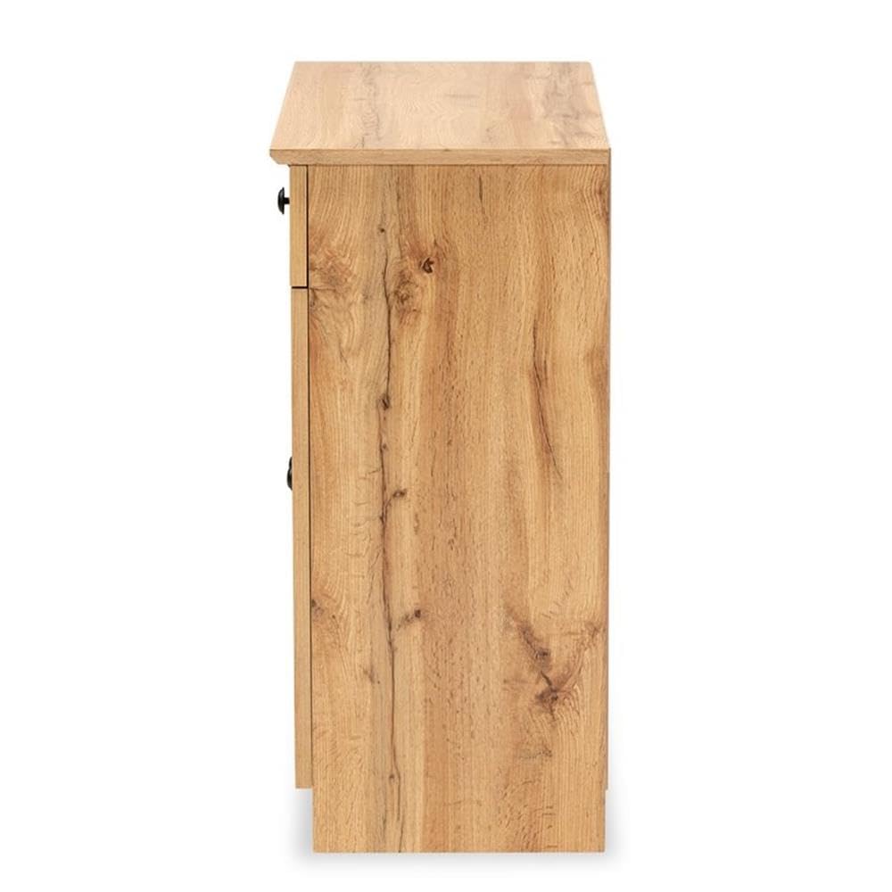 Baxton Studio Lauren Modern and Contemporary Oak Brown Finished Wood 2-Door Buffet Kitchen Cabinet