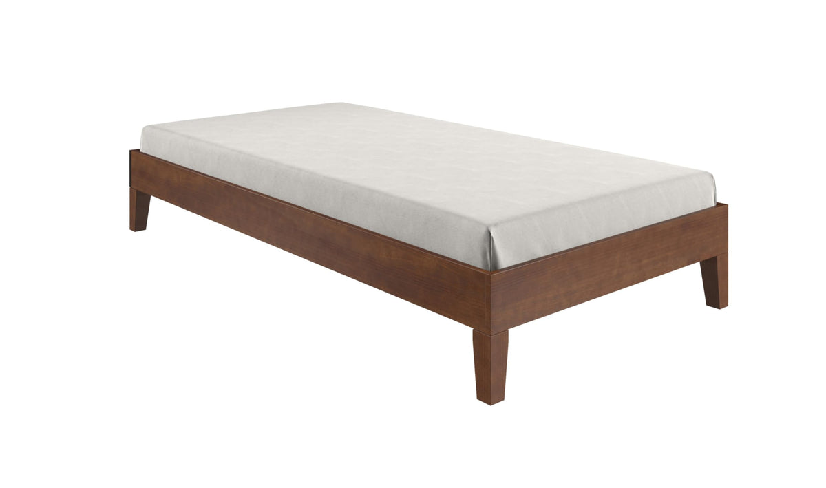Steve Silve Co Nix Twin Platform Bed, Transitional, Contemporary, Traditional, 14-Slat Support System, 6.5-Inch Under Bed Clearance, Hand-Stained Natural Finish, 77.01" L x 40.47" W x 12.24" H, Brown