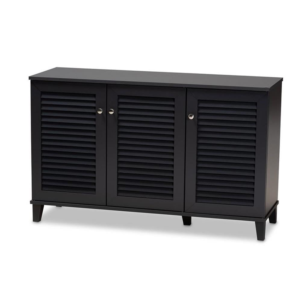 Baxton Studio Coolidge Modern And Contemporary Dark Grey Finished 8Shelf Wood Shoe Storage Cabinet
