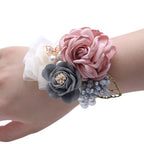 Teensery Wedding Bride Wrist Corsage Bridesmaid Wrist Flower Artificial Rose Faux Pearl Bracelet for Wedding Prom Party