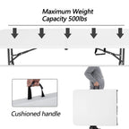 6Ft Picnic Table Folding Table Camping Table Plastic Table Fold Up Table Lock For Party Event,White
