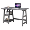 Convenience Concepts Designs2Go Trestle Desk with Shelves, 47, Charcoal Gray