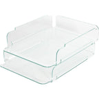Lorell Llr80655 Stacking Letter Tray, 2 Per Pack, Clear/Green