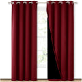 Nicetown 100% Blackout Cold Blocking Curtains With Black Liner Backing, Thermal Insulated Curtains For Living Room, Noise Reduci