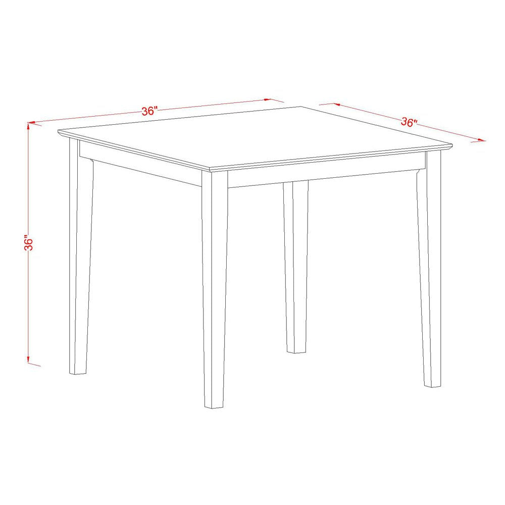 East West Furniture VNCH5-MAH-W 5 Piece Counter Height Dining Set Includes a Square Kitchen Table and 4 Dining Room Chairs, 36x36 Inch, Mahogany