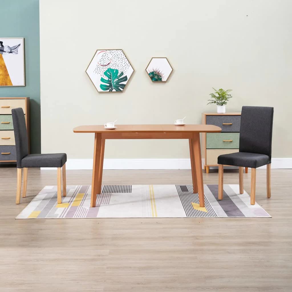vidaXL Dining Chairs 6 Pcs, Side Chair with Solid Wood Legs, Accent Dining Chair for Home Kitchen Living Room Bedroom, Dark Gray Fabric
