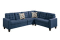 Poundex Bobkona Burril Linen-Like 4 Piece Left or Right Hand Reversible Sectional Set, Navy