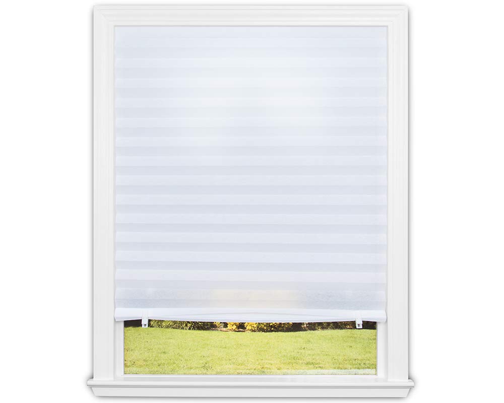 Redi Shade No Tools Original Light Filtering Pleated Fabric Shade White, 36 W x 72 L, 2 Pack