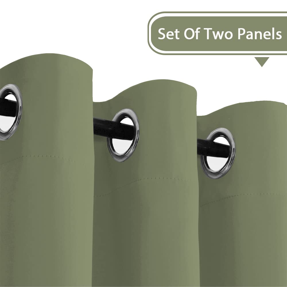 H.Versailtex Blackout Window Treatment Curtains/Panels, Thermal Insulated Room Darkening Solid Grommet Drapes For Bedroom/Living Room Window (52 Inch By 108 Inch, Sage, Set Of 2)
