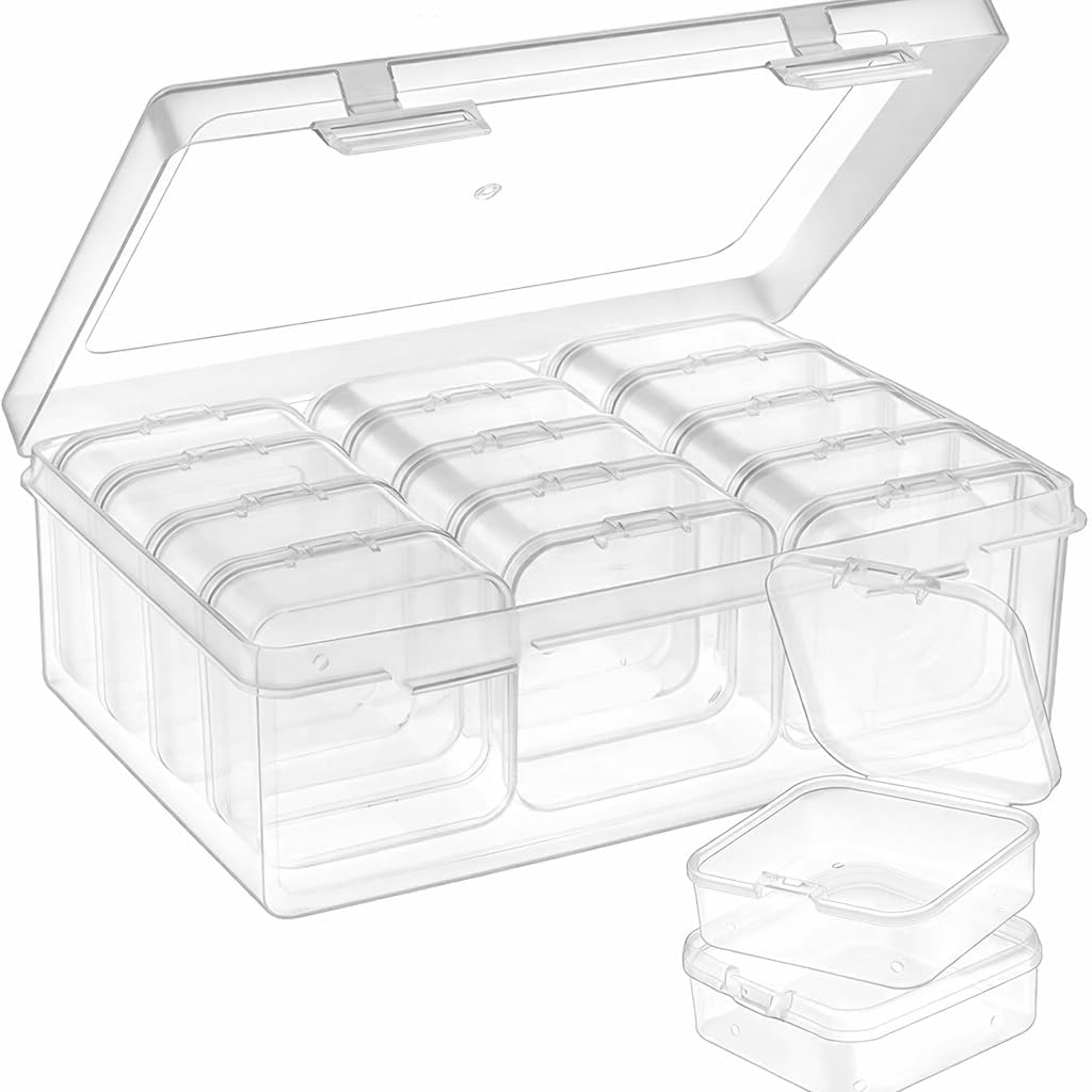 NEBULYX 14 PCS Transparent Jewelry Organizer Box Set, Plastic Storage Cases for Earrings, Ear Studs, Rings, Necklace, Multi Purp