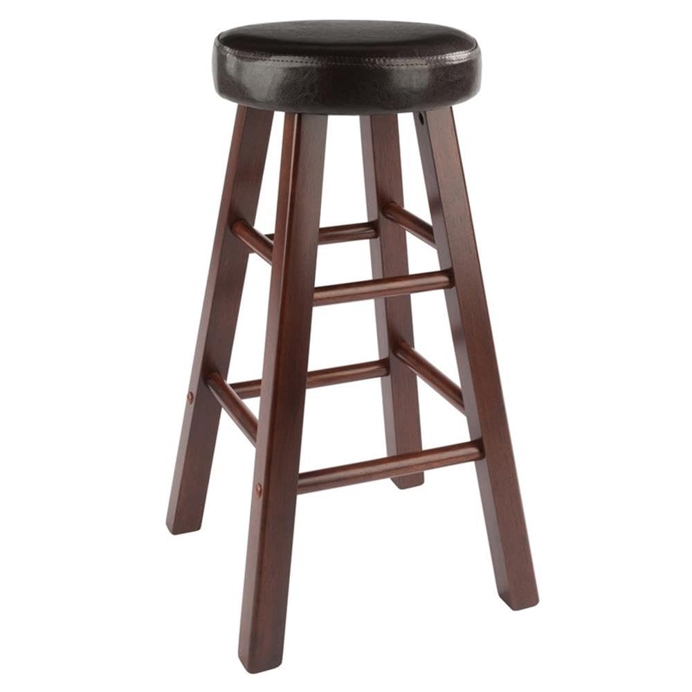 Winsome Maria 2-Piece Counter Stool Set, 25In Height, Faux Leather Cushion Seat, Walnut Finish