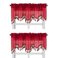 Solid Faux Silk Swag Waterfall Cascade Ascot Window Curtain Valance W/Tassels Trim 55' X18' Wave (2, Burgundy)