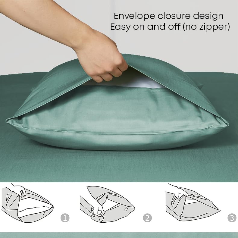 Linenwalas Eucalyptus Tencel Bed Sheet Set Queen Size 4Pc - Aqua, Soft & Breathable Cooling Sheets for Hot Sleepers