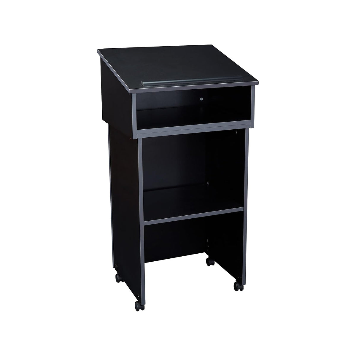 Oklahoma Sound Combo 47.5-Inch Portable Lectern, Black/Charcoal (22-112-Bk)