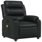 vidaXL Massage Recliner Chair with 6-Point Vibration Massage and Convenient Side Pocket, Black Leather Rocker, Adjustable Backrest & Footrest Lounge Seat for Living Room, USB Charge Port