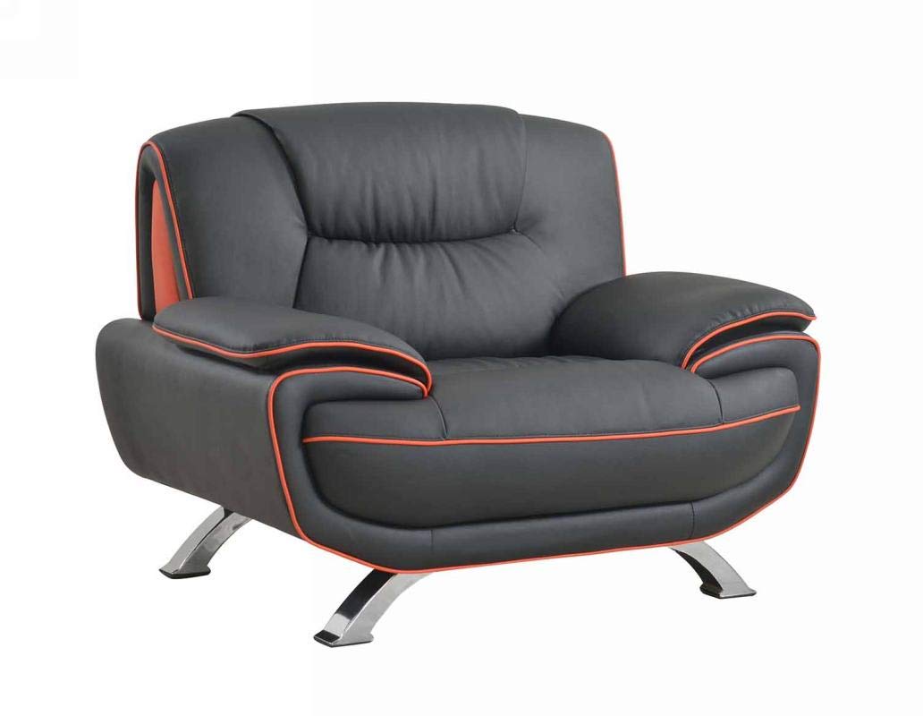 HomeRoots 40 Black Sleek Leather Recliner Chair