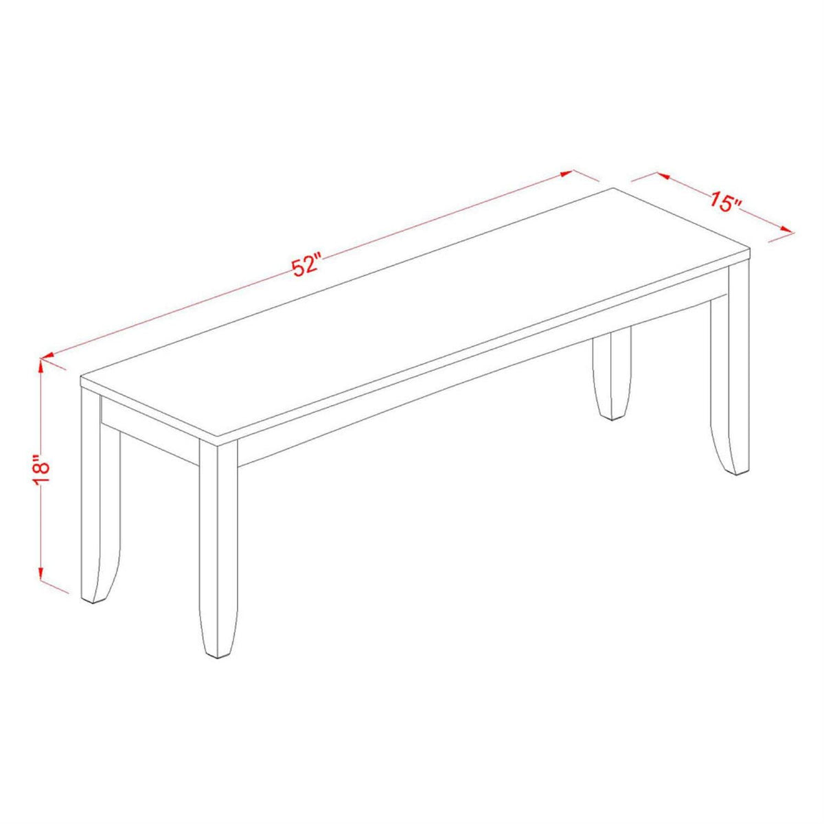 East West Furniture LYB-Cap-W Lynfield Dining Bench with Wood Seat, 52x15x18 Inch, Cappuccino