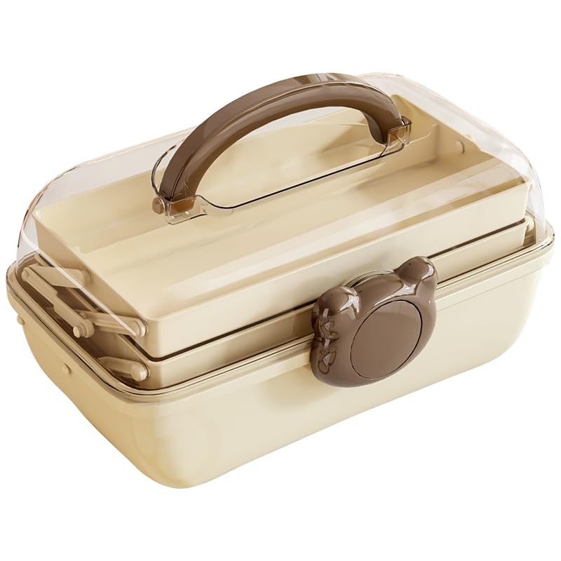 HoopVool Plastic Hair Accessories Organizer Box, Hair Ribbon Storage Box Ribbon Box MultiPurpose 3 Layer Organizer with Handles