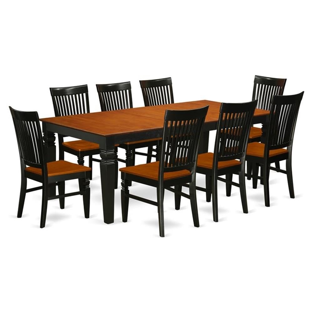 East West Furniture Lgwe9-Bch-W 9 Piece Modern Dining Table Set Includes A Rectangle Wooden Table With Butterfly Leaf And 8 Dining Chairs, 42X84 Inch, Black & Cherry