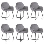 vidaXL Dining Chairs 6 Pcs, Accent Arm Chair with Metal Legs, Upholstered Dining Room Chair for Living Room, Modern Style, Gray Velvet