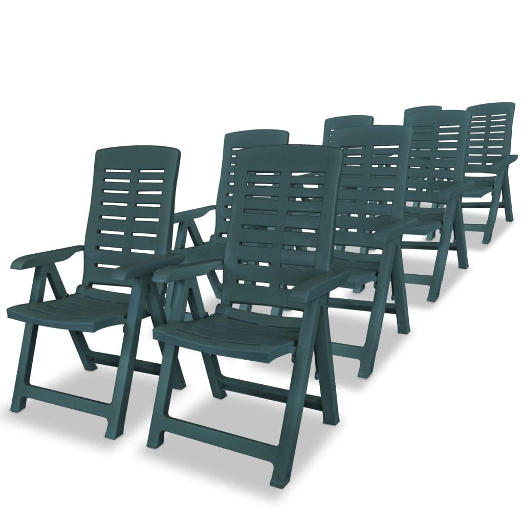 vidaXL Patio Dining Set 9 Piece, Patio Dining Table Set with Folding Armchairs, Outdoor Furniture Set for Garden Balcony, Plastic Green