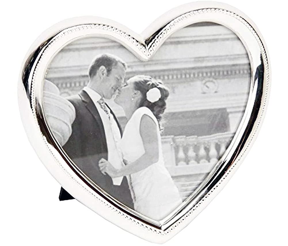 Haysom Interiors Contemporary Silver Plated Heart Shaped Photo Frame Holds a 4 x 4 Photograph