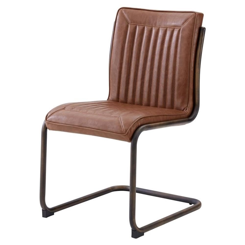 npd furniture and more Cooper PU Rubber Gold Frame, (Set of 2) Dining Chair, Brown
