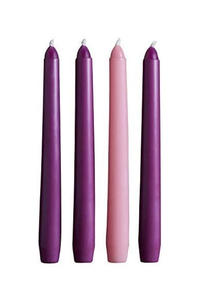 Needzo Deluxe Christmas Taper Advent Candles for Church or Home Decor, 6 1/4 Inch, 4 Piece Set