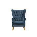 Acme Adonis Button Tufted Accent Chair with Wing Back in Azure Blue Velvet