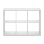 Furinno Cubicle Open Back Decorative Cube Storage Organizer, 6-Cube, White