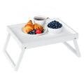 Bamboo Bed Tray Table with Folding Leg, Breakfast in Bed Tray for Eating,Kitchen Serving, Food, Sofa, Snacking or Working, Lapto