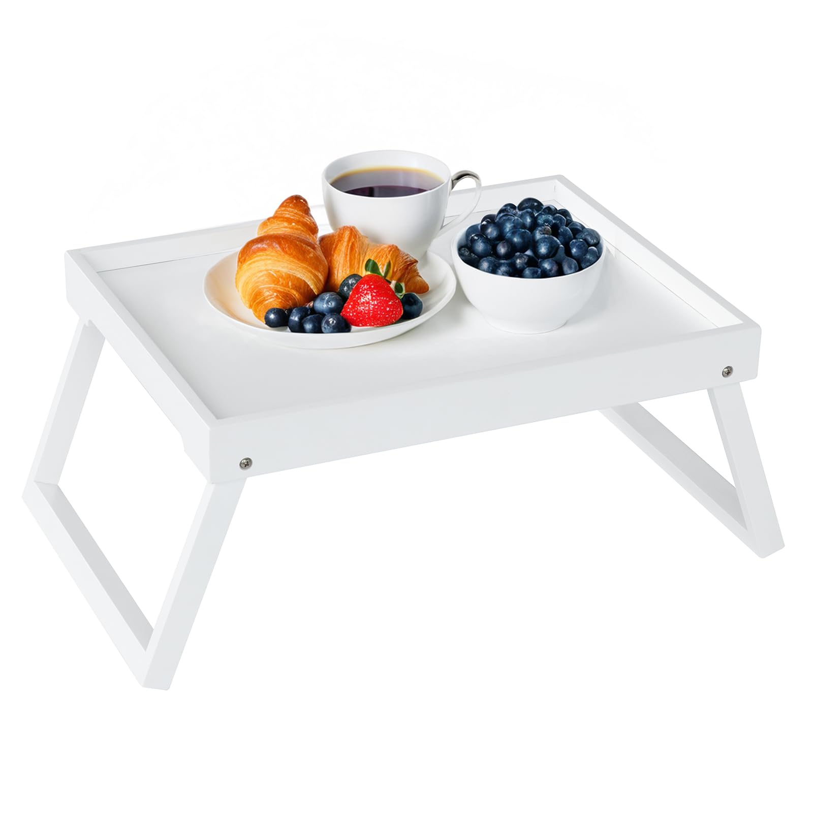 Bamboo Bed Tray Table with Folding Leg, Breakfast in Bed Tray for Eating,Kitchen Serving, Food, Sofa, Snacking or Working, Lapto