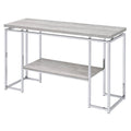 Acme Chafik Rectangular Wooden Top Sofa Table with Shelf in Oak and Chrome
