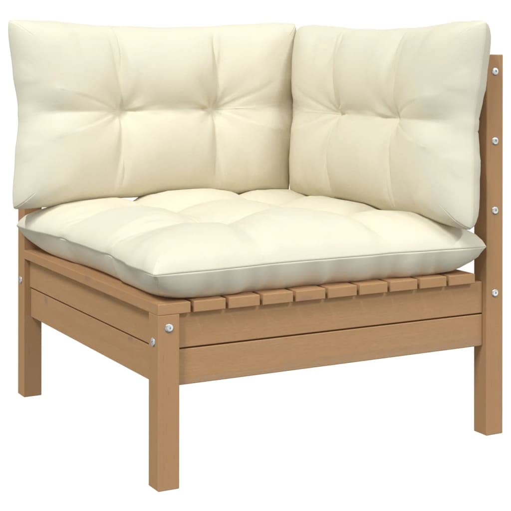 vidaXL Solid Pinewood Patio Lounge Set 6 Piece with Cushions Garden Outdoor Lawn Yard Terrace Balcony Wooden Seat Seating Furniture Honey Brown