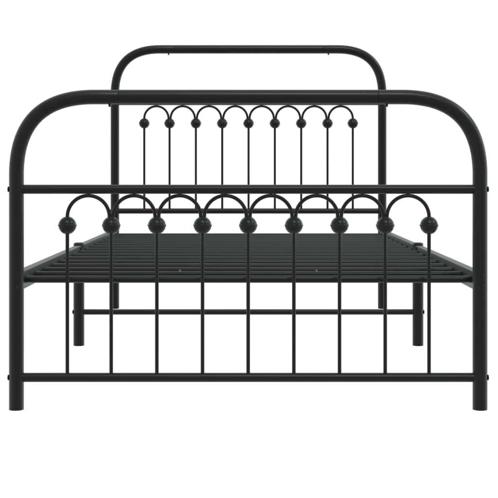 vidaXL Metal Bed Frame with Headboard/Footboard - Sturdy Steel Single Bed Frame with Storage - Black, 81.5" x 41.3" x 39.4"