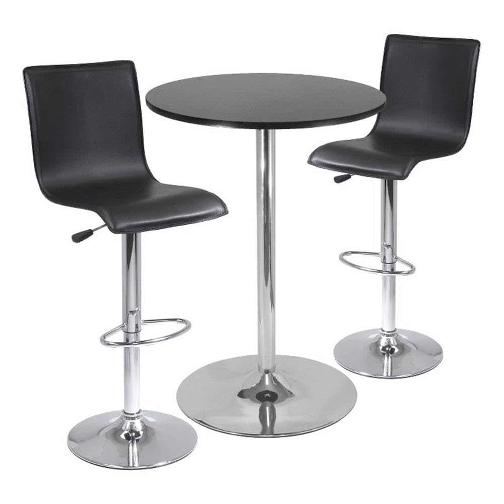 Winsome Spectrum 3 Piece Round Pub Table Set, Black / Metal, 28
